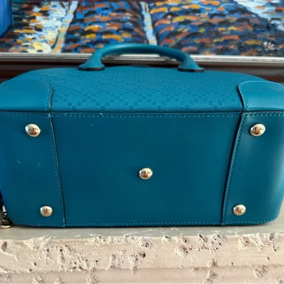 Gucci Teal Calf Leather Diamanté Satchel - Picture 6 of 10